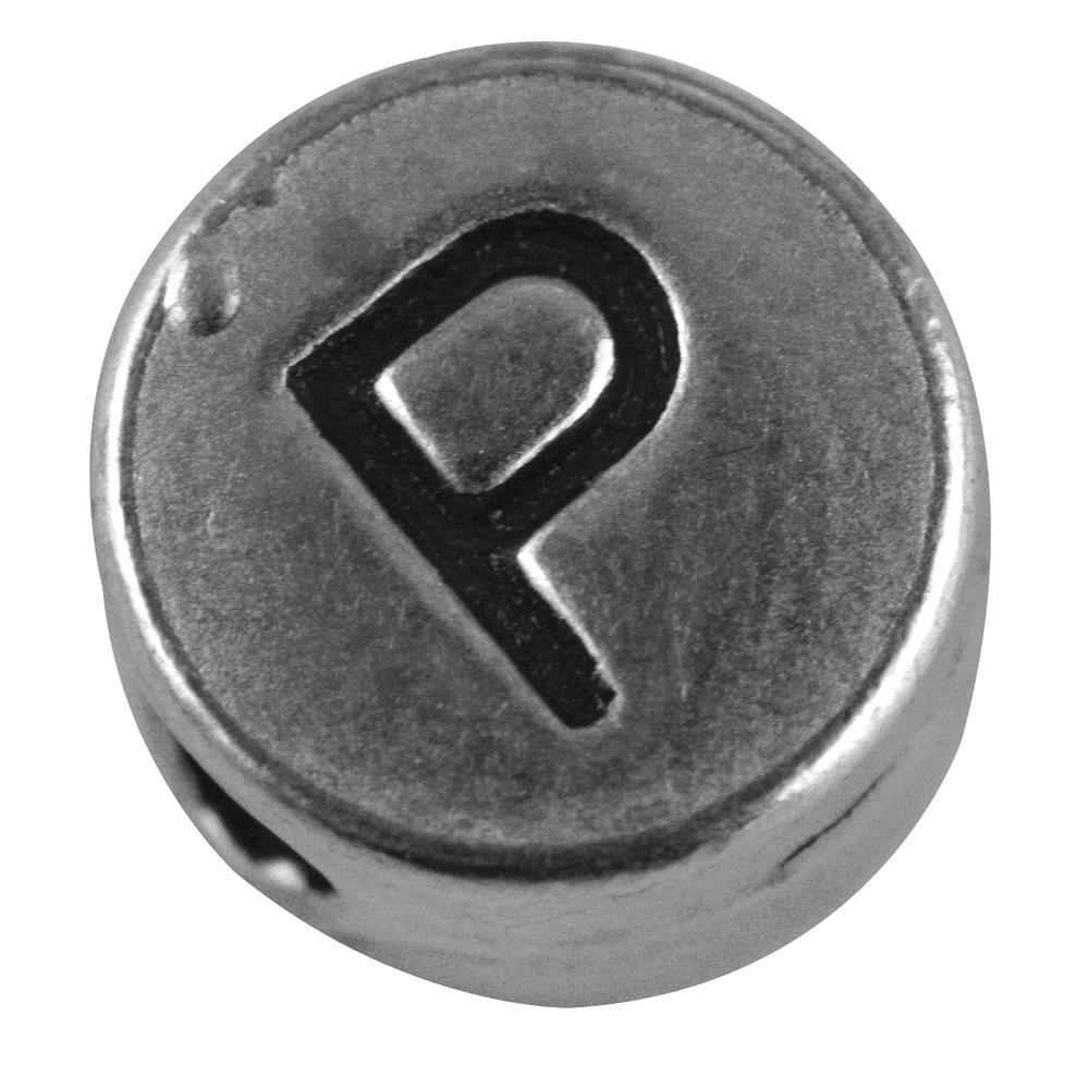Metall-Perle P , ø 7 mm, Loch 2 mm, silb