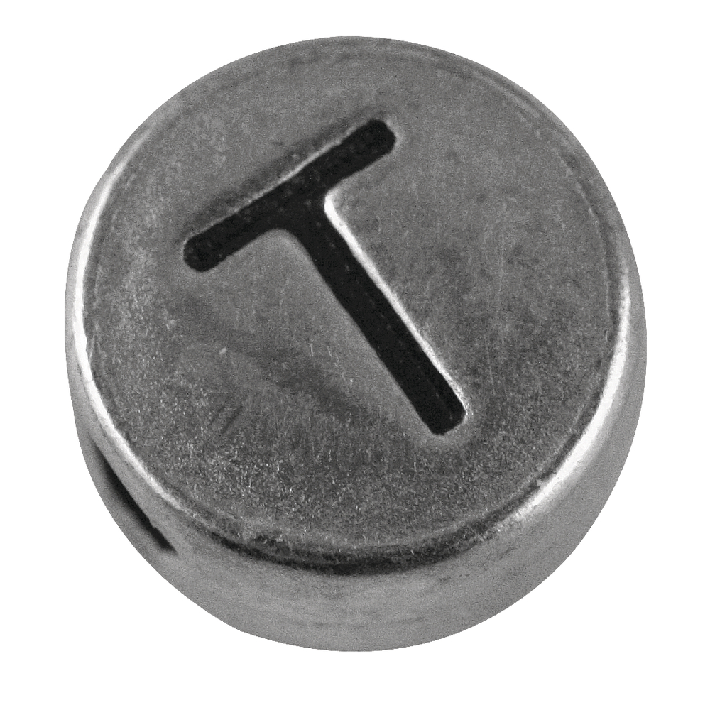 Metall-Perle T , ø 7 mm, Loch 2 mm, silb