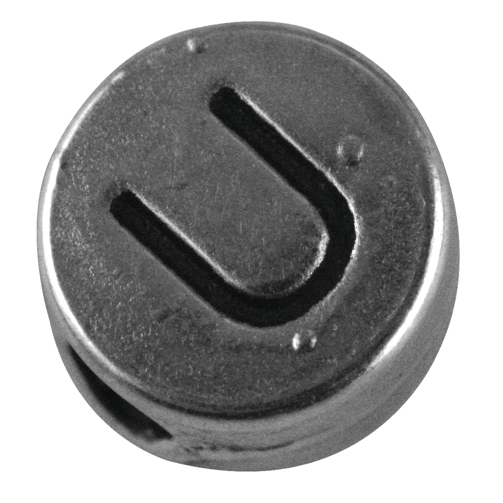 Metall-Perle U , ø 7 mm, Loch 2 mm, silb