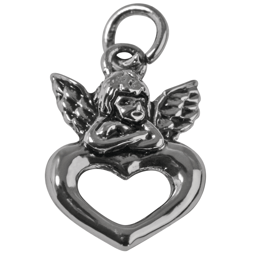 Metall-Anhänger Engel mit Herz, 15mm