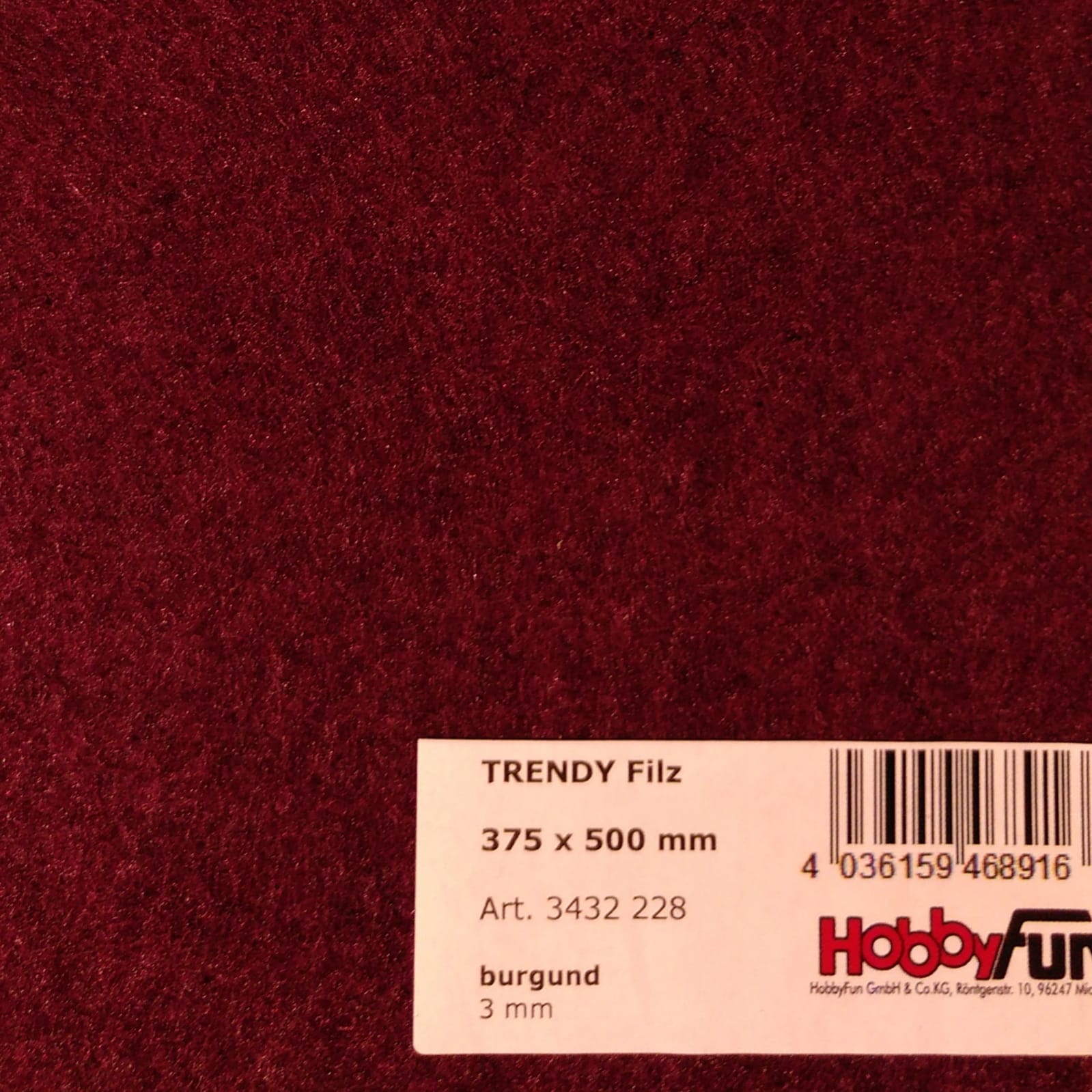 TRENDYfilz ca. 375 x 500 mm, 3 mm, burgu
