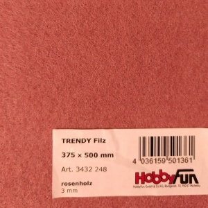 TRENDYFilz 375 x 500 mm, 3 mm, rosenholz