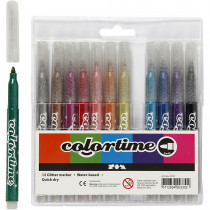 Colortime Glitter Marker 2mm, 12 St