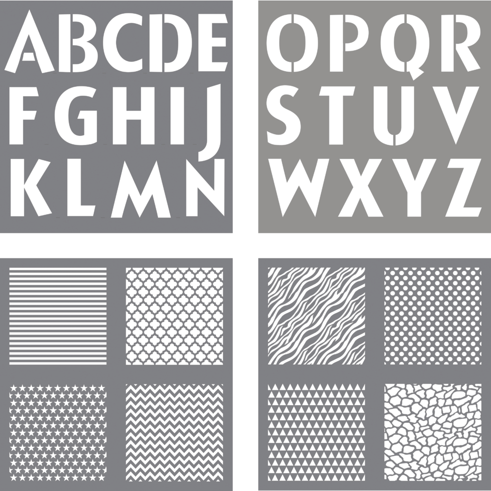 Schablone Buchstaben + Designs