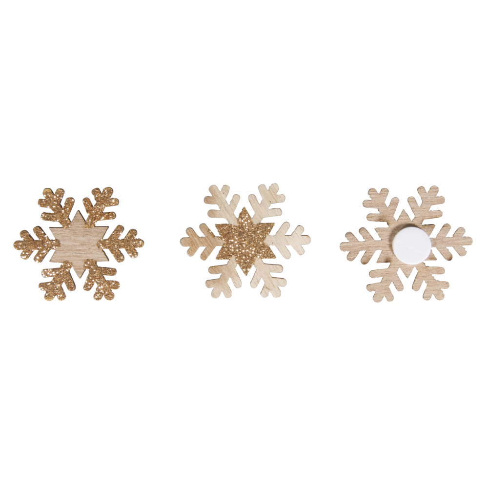Holz Schneeflocke mit Glitter, 35mm