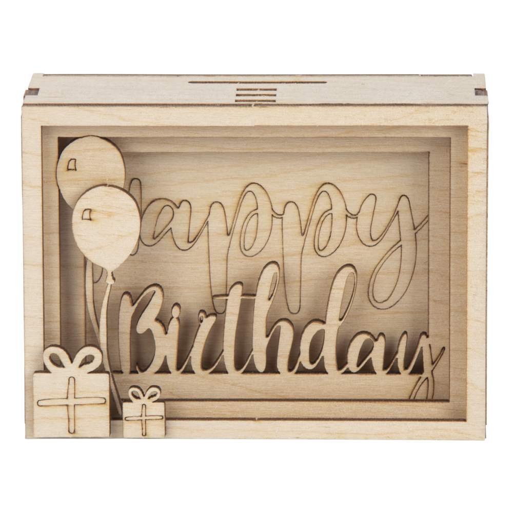 Holz 3D Geschenkbox "Birthday"