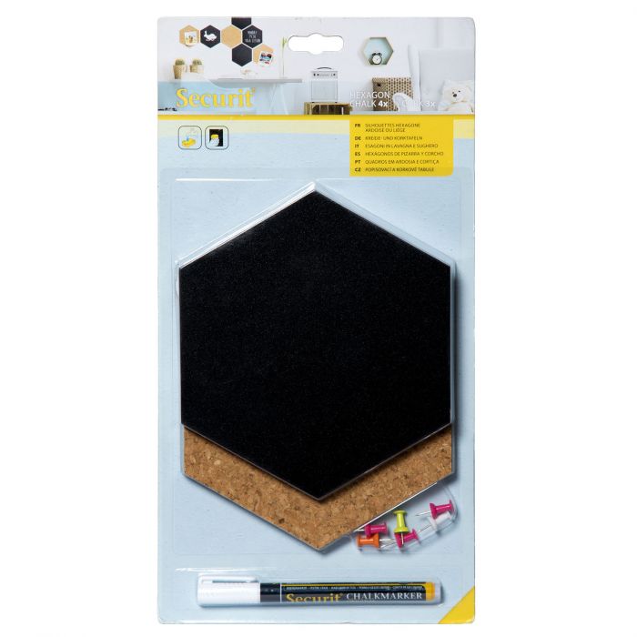 Securit Cork - & Chalkboard Hexagon 7er
